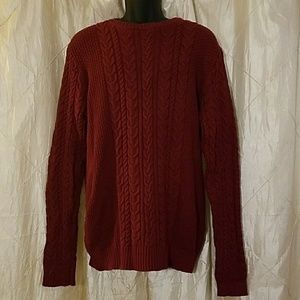 2/MEN burgundy cable knit sweater, size L
